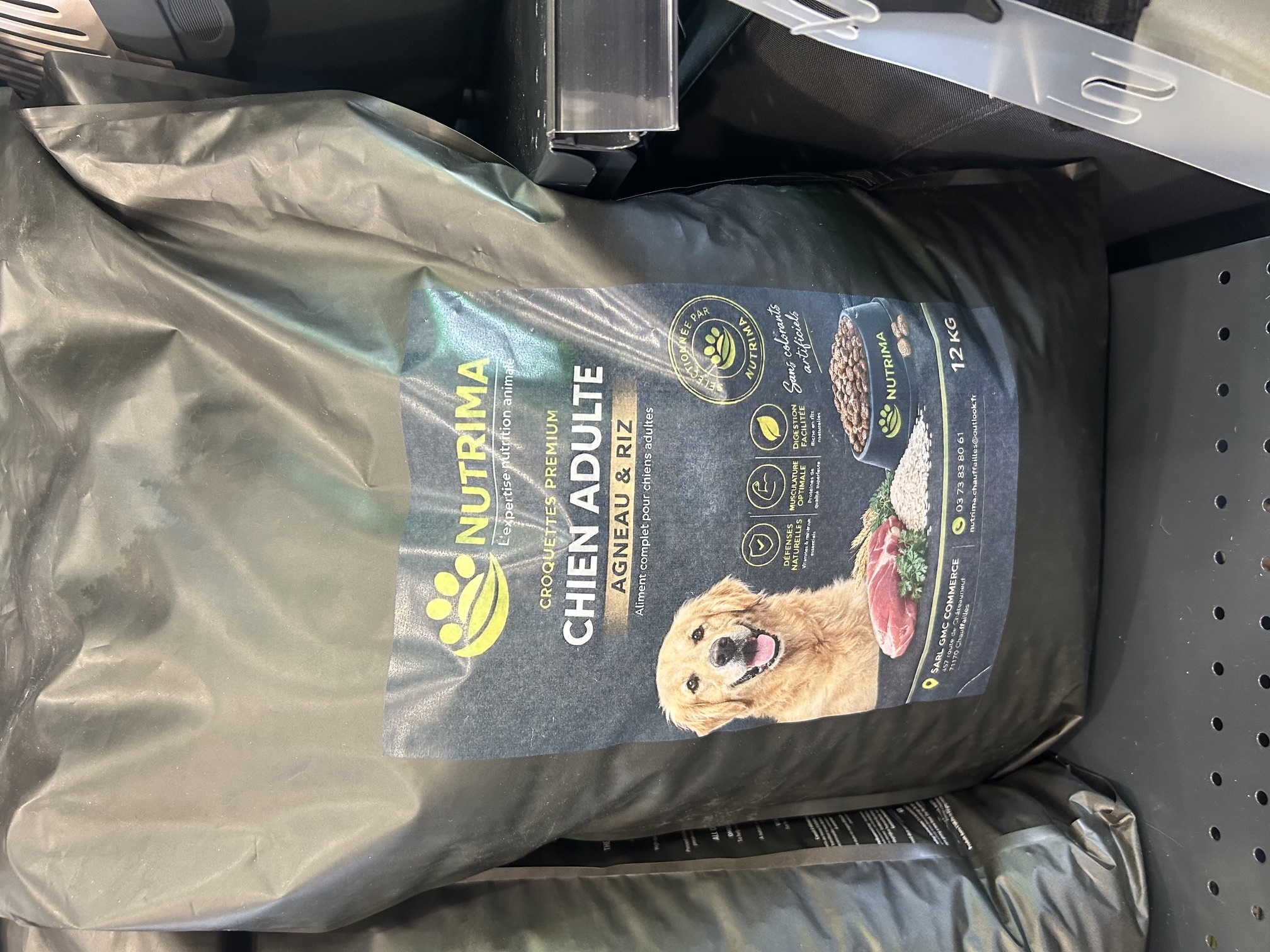 Photo du sac de croquettes Nutrima Chien adulte — Agneau & Riz, face avant
