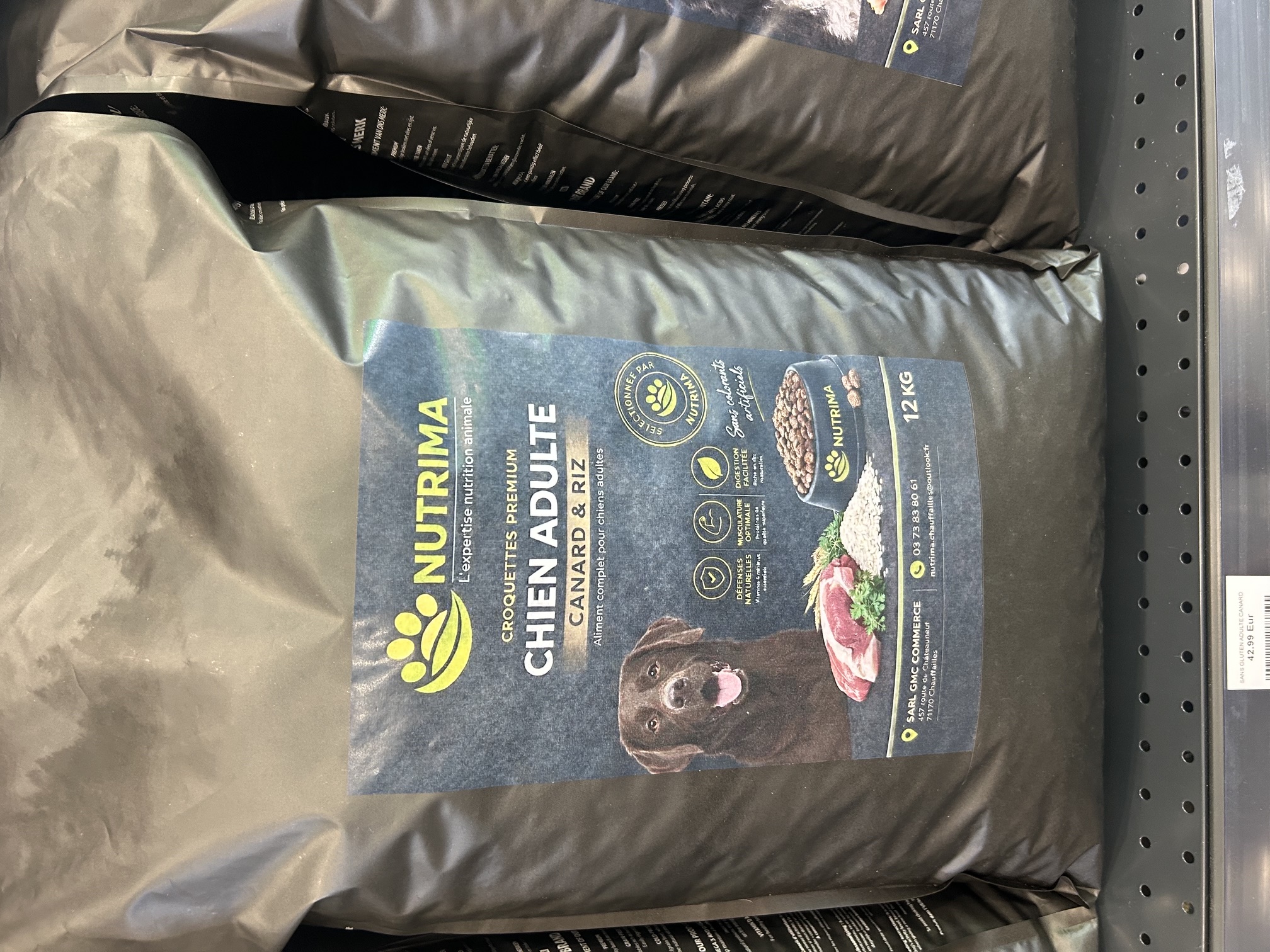 Photo du sac de croquettes Nutrima Chien adulte — Canard & Riz, face avant