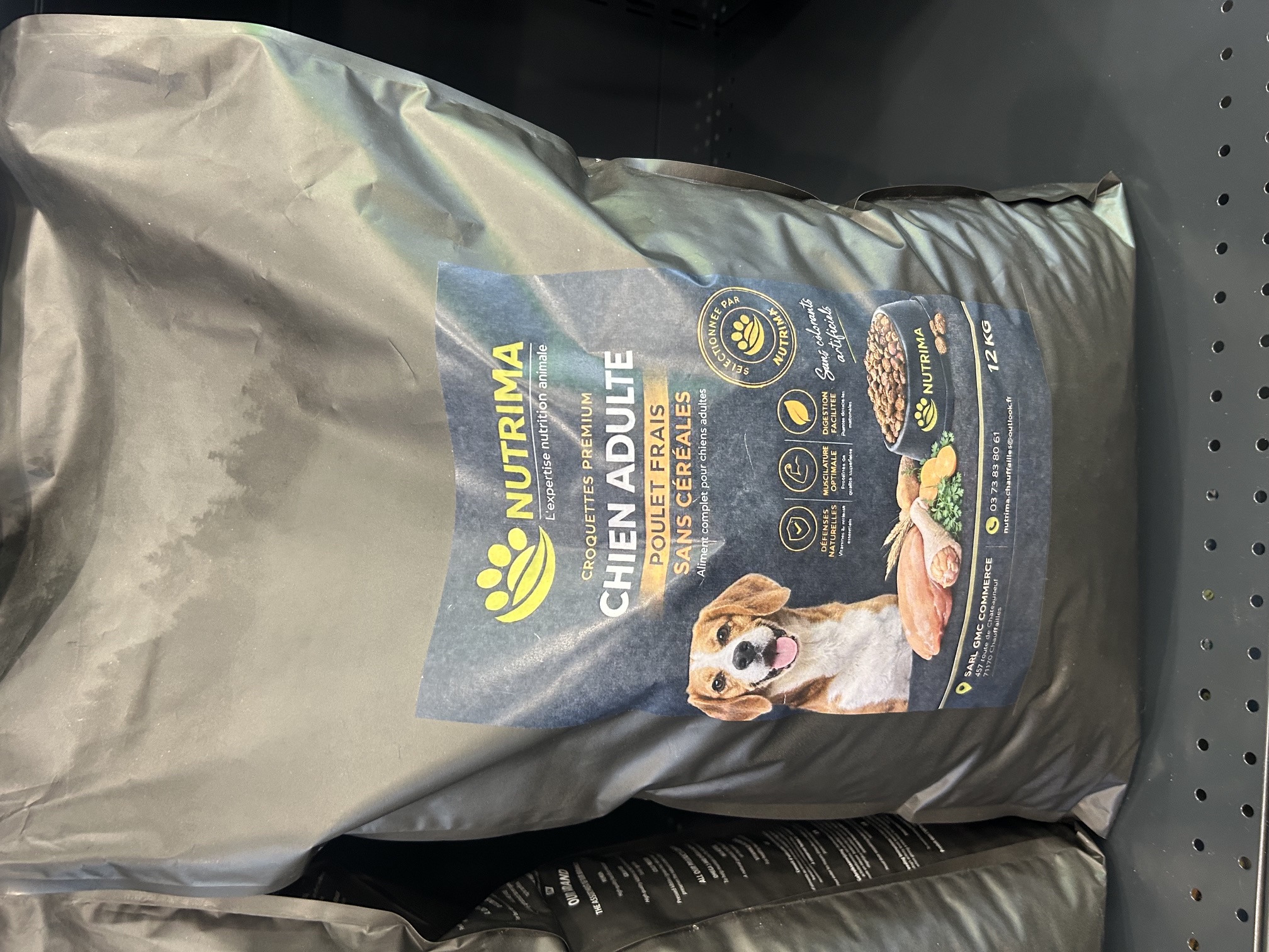 Photo du sac de croquettes Nutrima Chien adulte — Poulet frais, face avant